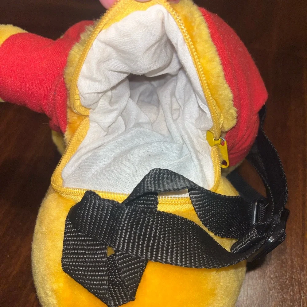 Disney Winnie The Pooh Bear Plush Backpack Adjustable Straps Zipper Pouch